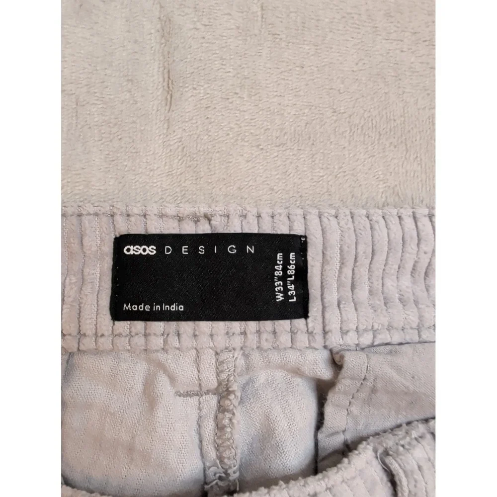 ASOS Design Corduroy Pants Beige Mens W33 L34‎ Straight Cotton Casual